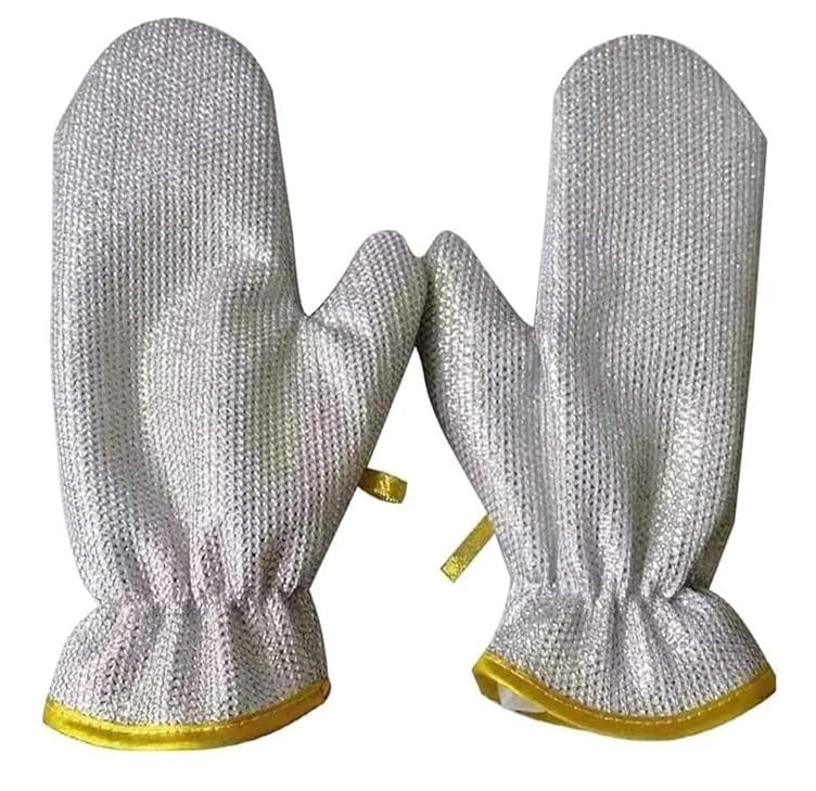 Wire Dishwashing Gloves – Multipurpose Steel Washing Rags, Heat Resistant Non-Scratch Cleaning Gloves for Pots, Pans & Kitchen Sink (1 Pair)