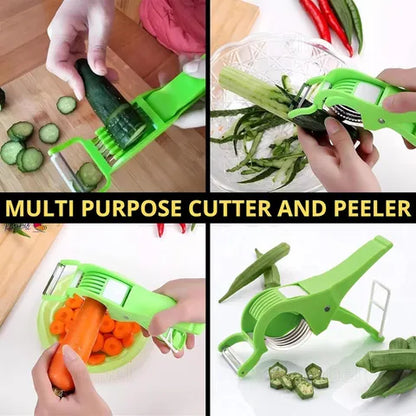 Plastic Vegetable Cutter & Bhindi Cutter – Multi Vegetable Slicer with Stainless Steel Blades | Manual Kitchen Veg Chopper Tool