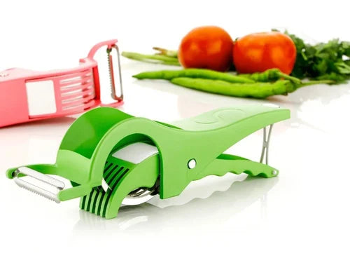 Plastic Vegetable Cutter & Bhindi Cutter – Multi Vegetable Slicer with Stainless Steel Blades | Manual Kitchen Veg Chopper Tool