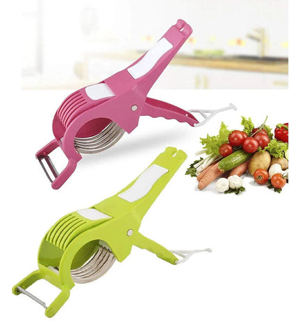 Plastic Vegetable Cutter & Bhindi Cutter – Multi Vegetable Slicer with Stainless Steel Blades | Manual Kitchen Veg Chopper Tool