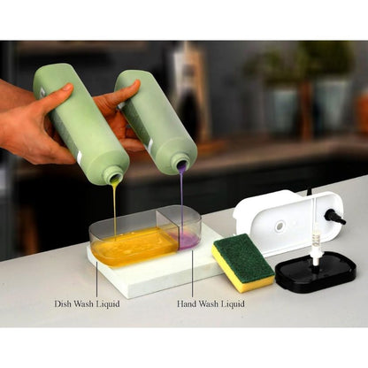 3-in-1 Kitchen Soap Dispenser with Sponge Holder & Liquid Dish Wash Pump – Kitchen Sink Organizer (Multicolor)