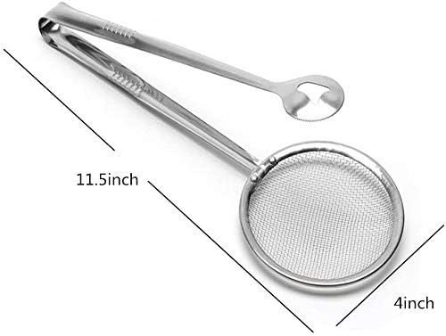 Multi-Functional 2 in 1 Stainless Steel Fry Tool Filter Spoon Strainer with Clip, Oil Frying BBQ Filter Mesh Strainer (Silver)