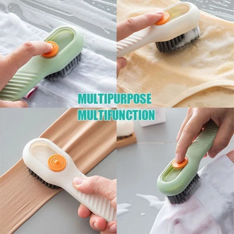Multipurpose Cleaning Brush with Built-In Liquid Soap Dispenser – Durable Kitchen Scrubber for Dishes, Sink & Household Cleaning (Random Color, Pack of 1)