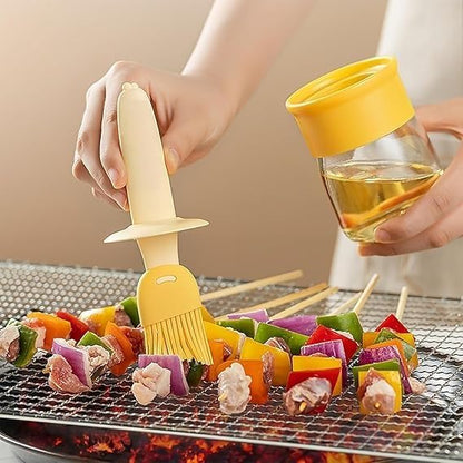 200ml Plastic 2 in 1 Oil Dispenser Bottle with Silicone Brush – Leakproof Kitchen Oil Bottle for Cooking, BBQ, Baking & Frying