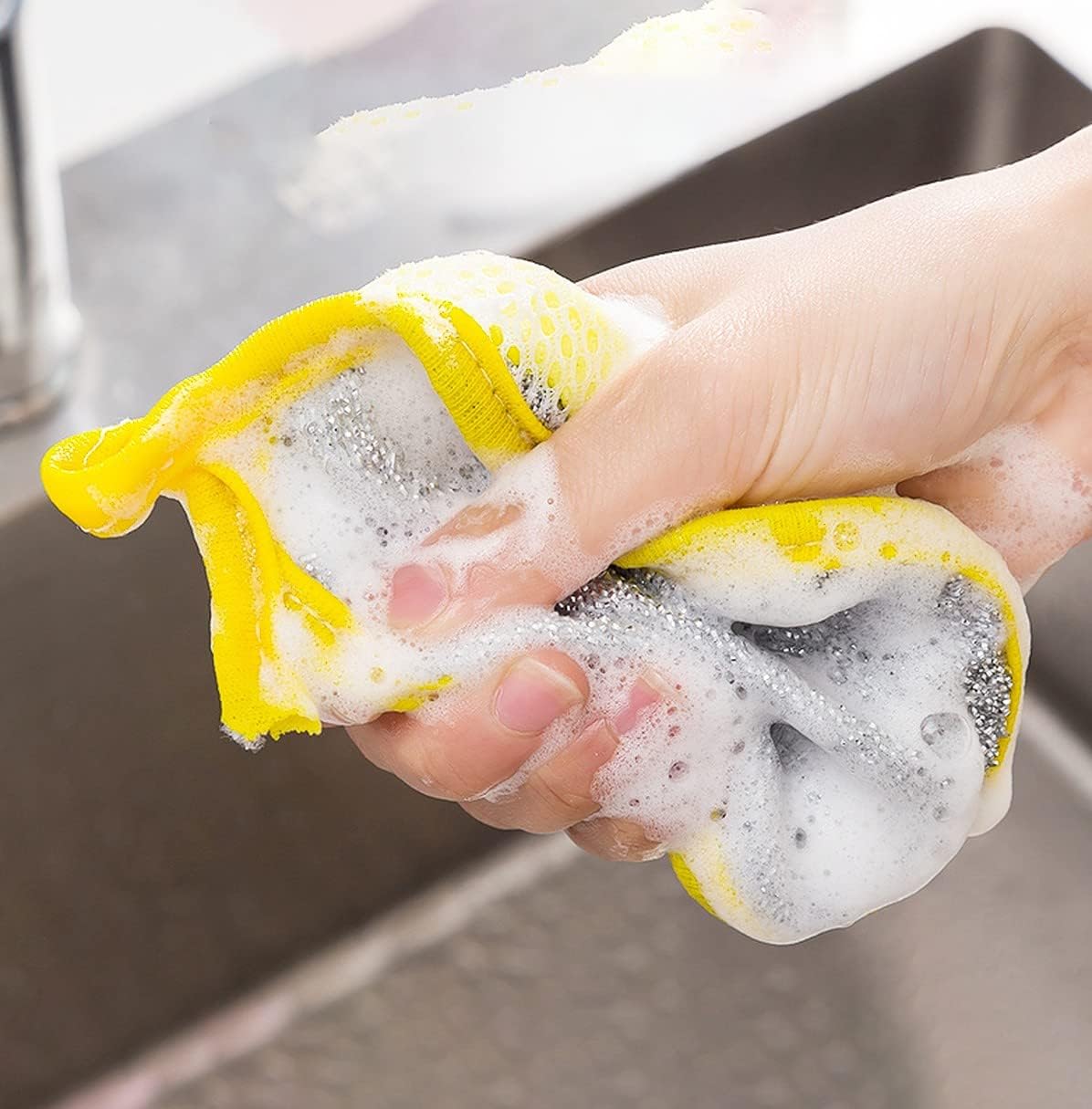Double-Sided Kitchen Dish Sponges – Non-Scratch Scrubber for Dishes, Pots & Non-Stick Cookware (Pack of 5)