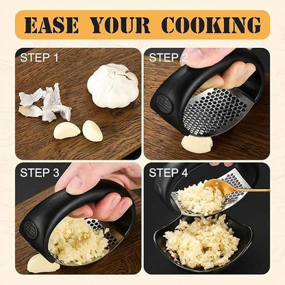 Stainless Steel Garlic Press Rocker – Manual Garlic Crusher & Mincer Tool for Easy Garlic Chopping | Durable Kitchen Garlic Press