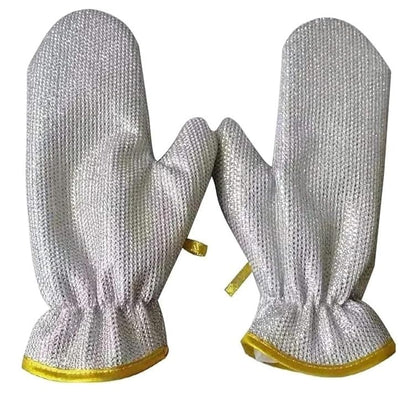 Wire Dishwashing Gloves – Multipurpose Steel Washing Rags, Heat Resistant Non-Scratch Cleaning Gloves for Pots, Pans & Kitchen Sink (1 Pair)