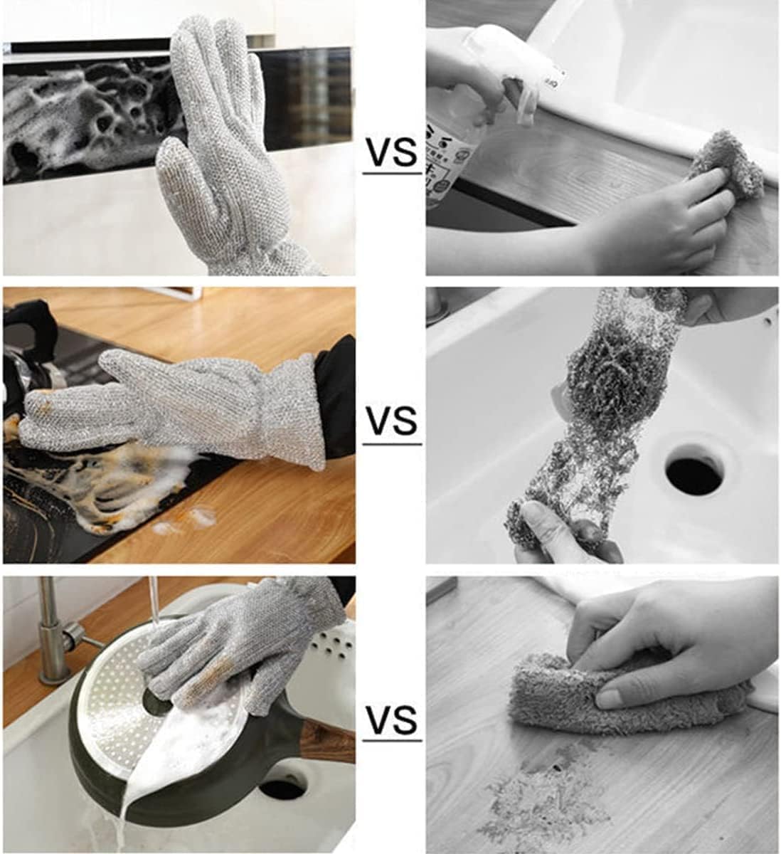 Wire Dishwashing Gloves – Multipurpose Steel Washing Rags, Heat Resistant Non-Scratch Cleaning Gloves for Pots, Pans & Kitchen Sink (1 Pair)