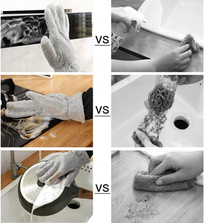 Wire Dishwashing Gloves – Multipurpose Steel Washing Rags, Heat Resistant Non-Scratch Cleaning Gloves for Pots, Pans & Kitchen Sink (1 Pair)