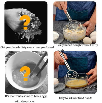 Stainless Steel Dough Mixer Whisk – Manual Dough Blender & Egg Beater for Bread, Cake & Baking | Durable Kitchen Baking Tool