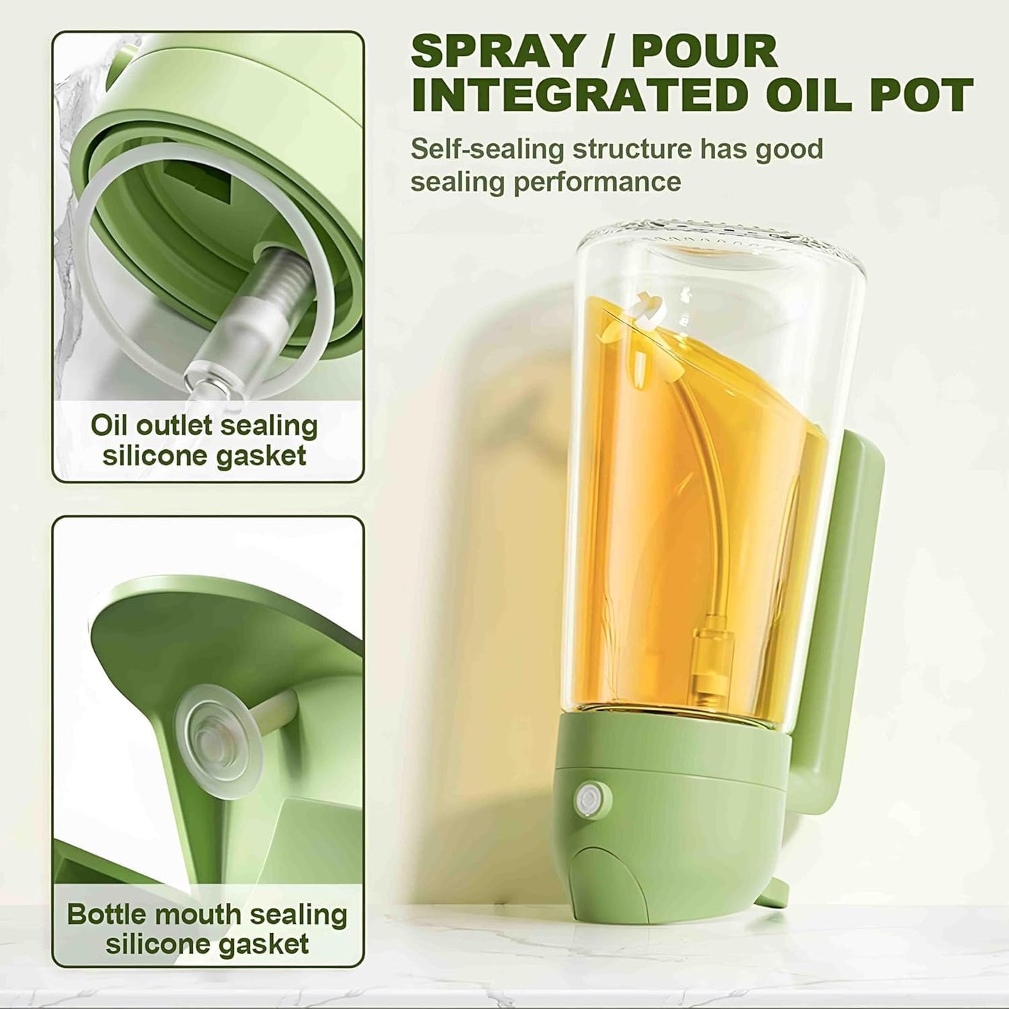 2-in-1 Oil Dispenser & Oil Sprayer Bottle 500ml – Premium Glass Oil Spray Bottle for Cooking, Air Fryer & Kitchen Use (Multicolour)