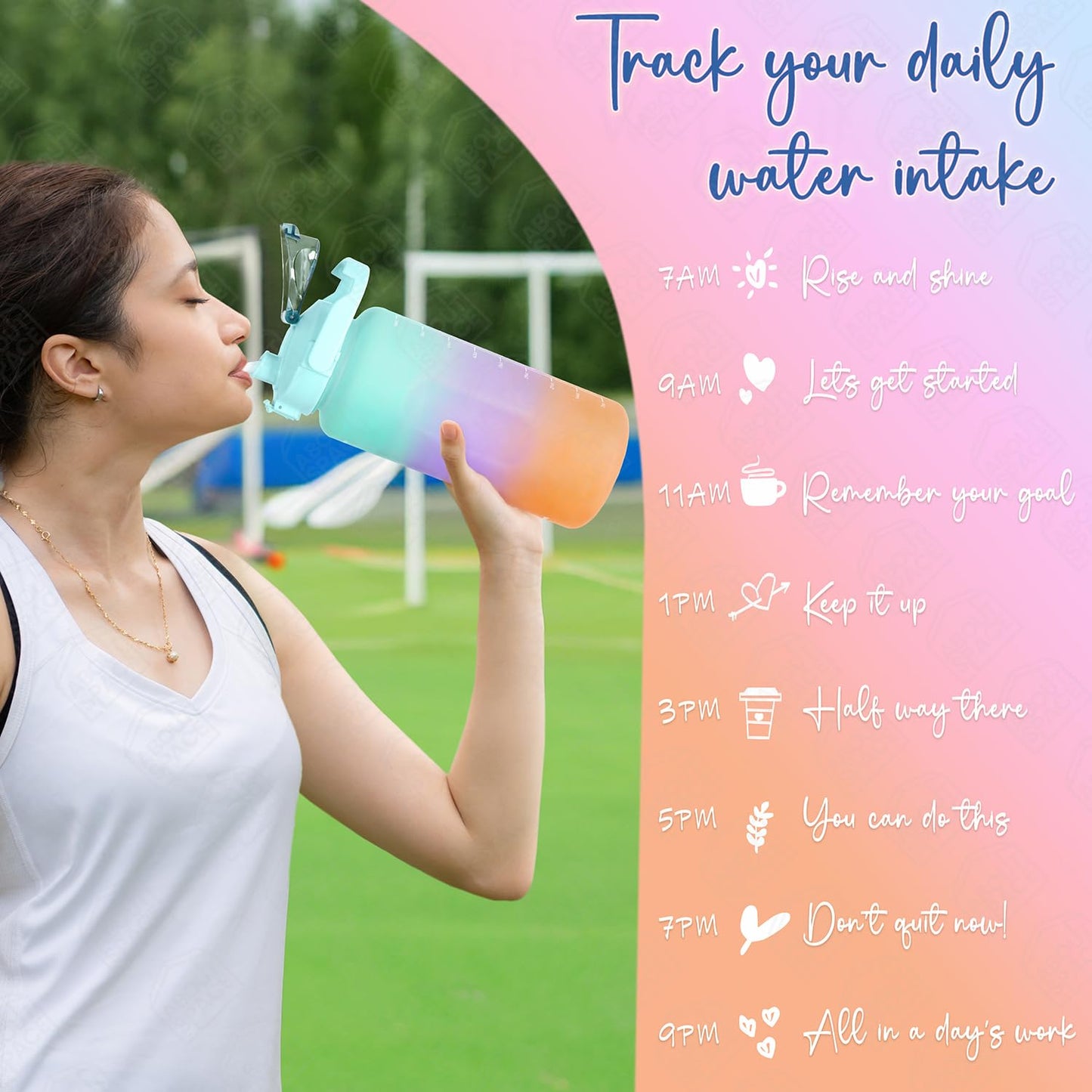 3-Piece Motivational Water Bottle Set (2L, 750ml & 300ml) – Leakproof, BPA-Free, Gradient Multicolor