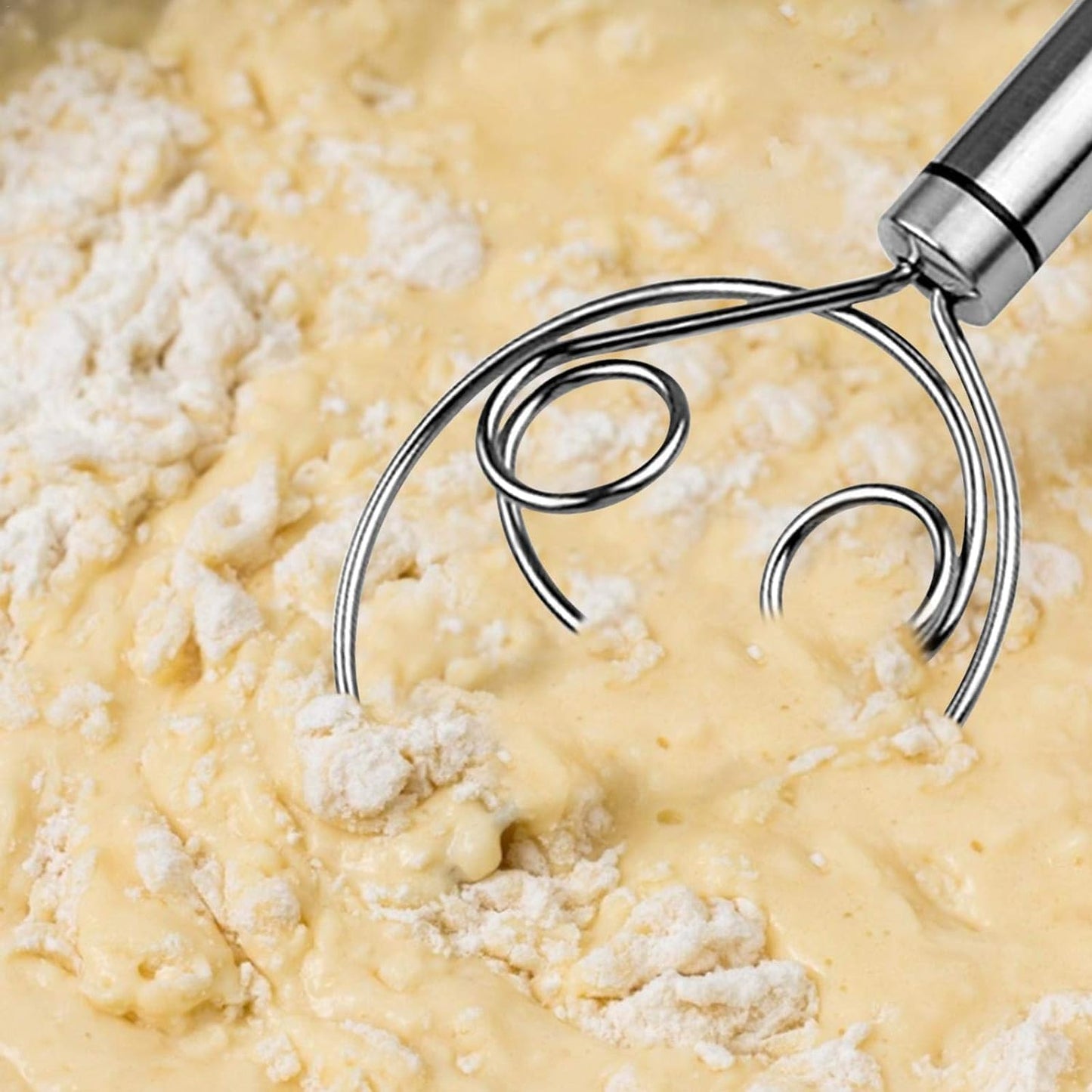 Stainless Steel Dough Mixer Whisk – Manual Dough Blender & Egg Beater for Bread, Cake & Baking | Durable Kitchen Baking Tool