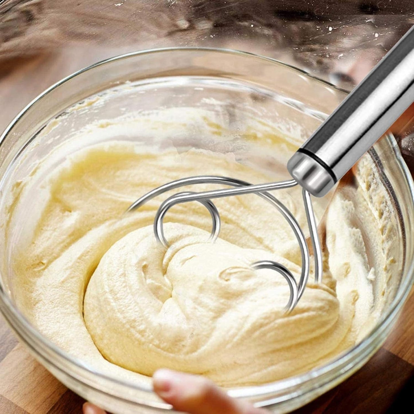 Stainless Steel Dough Mixer Whisk – Manual Dough Blender & Egg Beater for Bread, Cake & Baking | Durable Kitchen Baking Tool