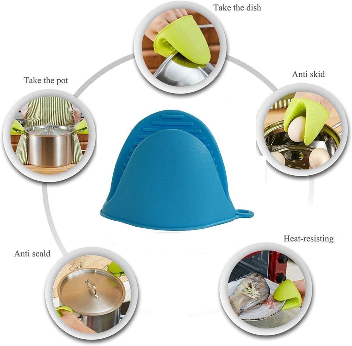 Silicone Mini Oven Mitts Set – Heat Resistant Non-Slip Pot Holder Finger Pinch Grips for Baking, Cooking & Kitchen Use (1 Pair)