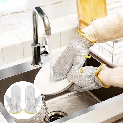 Wire Dishwashing Gloves – Multipurpose Steel Washing Rags, Heat Resistant Non-Scratch Cleaning Gloves for Pots, Pans & Kitchen Sink (1 Pair)