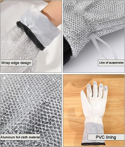 Wire Dishwashing Gloves – Multipurpose Steel Washing Rags, Heat Resistant Non-Scratch Cleaning Gloves for Pots, Pans & Kitchen Sink (1 Pair)