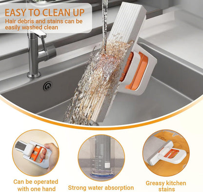 Mini Foldable Desktop Mop – Self‑Squeeze Sponge Mop for Wet & Dry Use – Portable Cleaning Tool for Small Spaces – Kitchen, Bathroom, Glass, Living Room