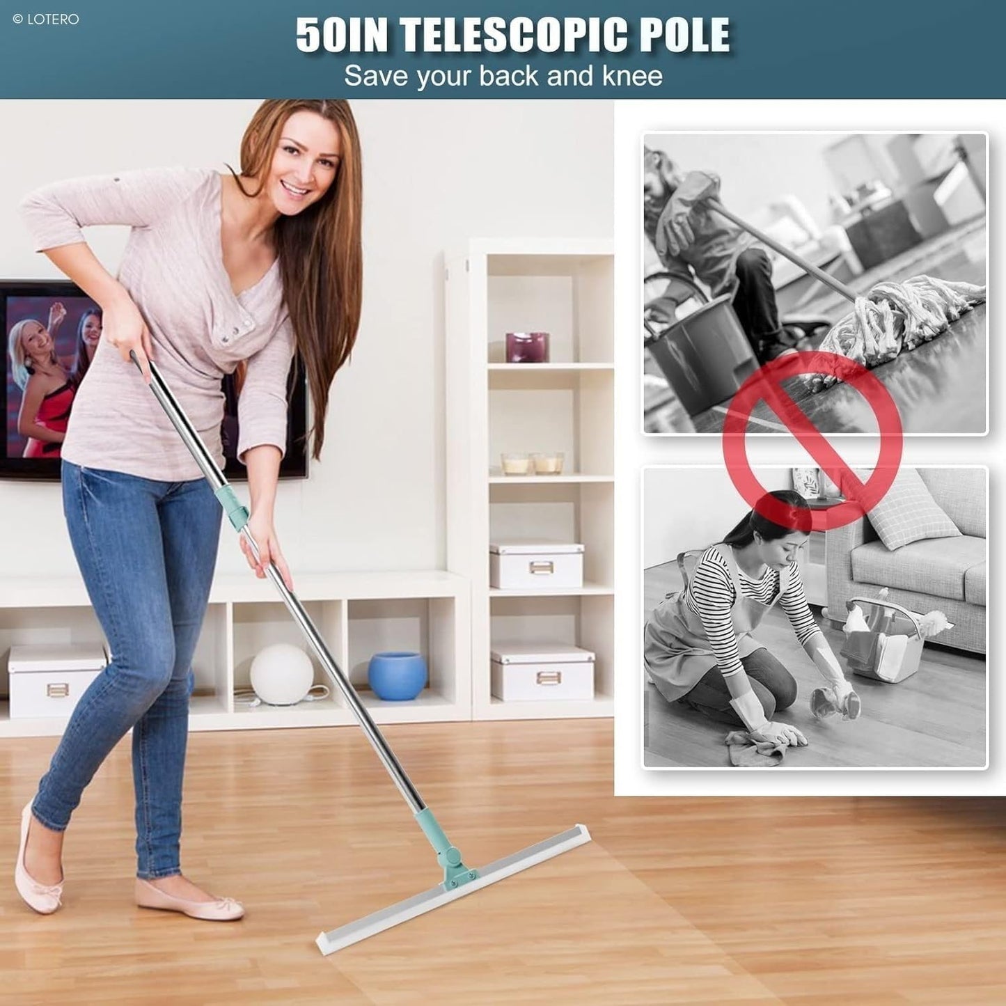 Magic Broom Sweeper for Floor Cleaning – Multifunctional Silicone Floor Wiper Mop with Extendable Handle for Wet & Dry Cleaning (Multicolor)