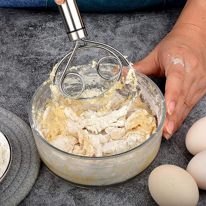 Stainless Steel Dough Mixer Whisk – Manual Dough Blender & Egg Beater for Bread, Cake & Baking | Durable Kitchen Baking Tool