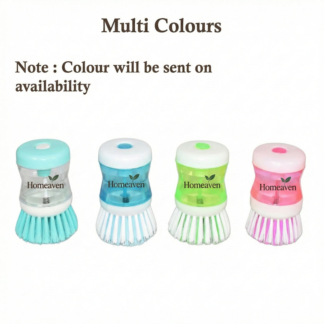 2-in-1 Dishwashing Brush with Soap Dispenser (Pack of 2) | Kitchen Scrub Brush for Dishes, Pans & Gas Stove Cleaning