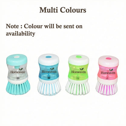 2-in-1 Dishwashing Brush with Soap Dispenser (Pack of 2) | Kitchen Scrub Brush for Dishes, Pans & Gas Stove Cleaning
