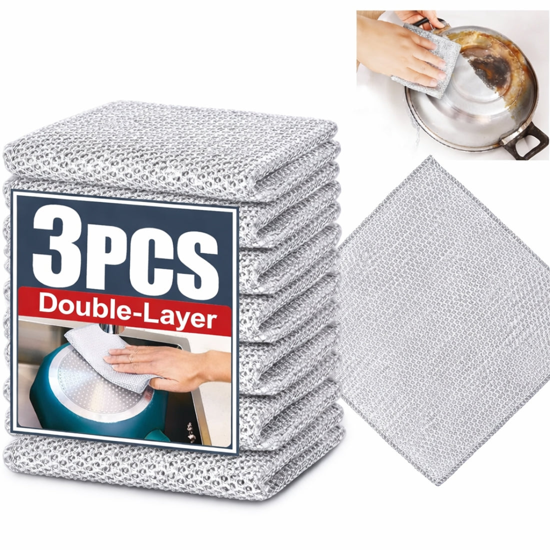 Multipurpose Non-Scratch Wire Dish Washing Cloth – Stainless Steel Scrubber for Dishes, Sinks, Counters & Kitchen Cleaning