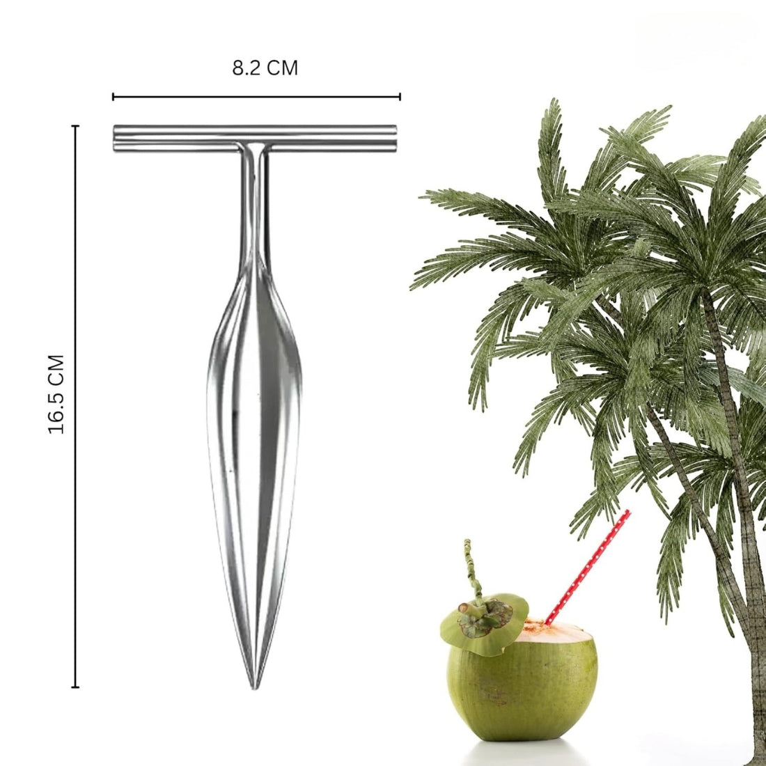 Stainless Steel Coconut Opener Tool – Coconut Driller Knife for Easy Coconut Water Opening (Pack of 1)