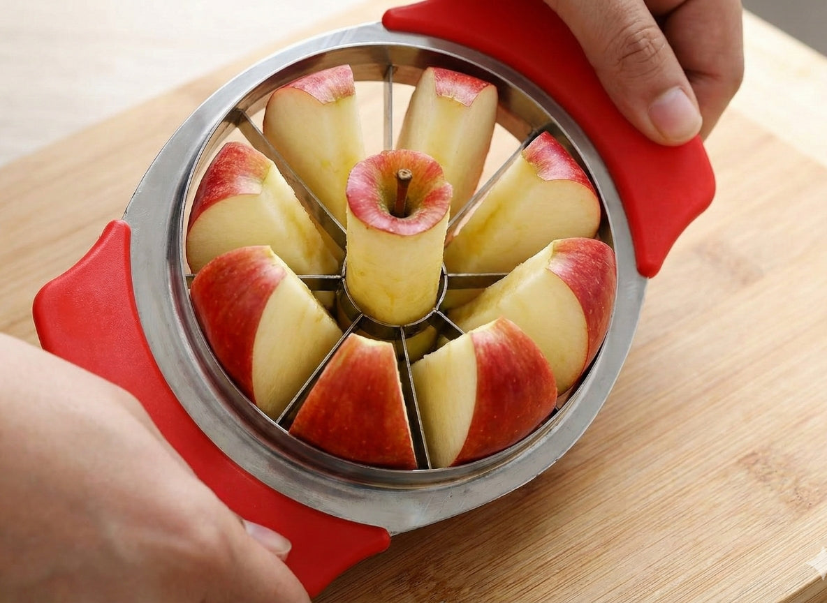Stainless Steel Apple Cutter with 8 Blades – Fruit Slicer & Corer Tool for Apples, Pears & Fruits | Easy Kitchen Apple Slicer