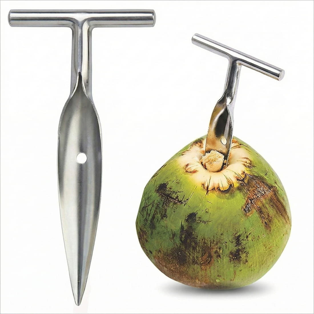 Stainless Steel Coconut Opener Tool – Coconut Driller Knife for Easy Coconut Water Opening (Pack of 1)
